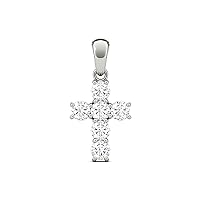 0.55 Cttw White Round Cut Moissanite Diamond Cross Pendant In 925 Sterling Silver Without Chain