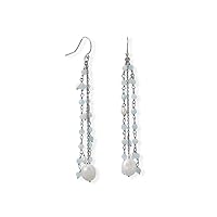 925 Sterling Silver Aquamarine and Cultured Freshwater Pearl French Wire Earring Pearls Rhodium Plated Jewelry for Women