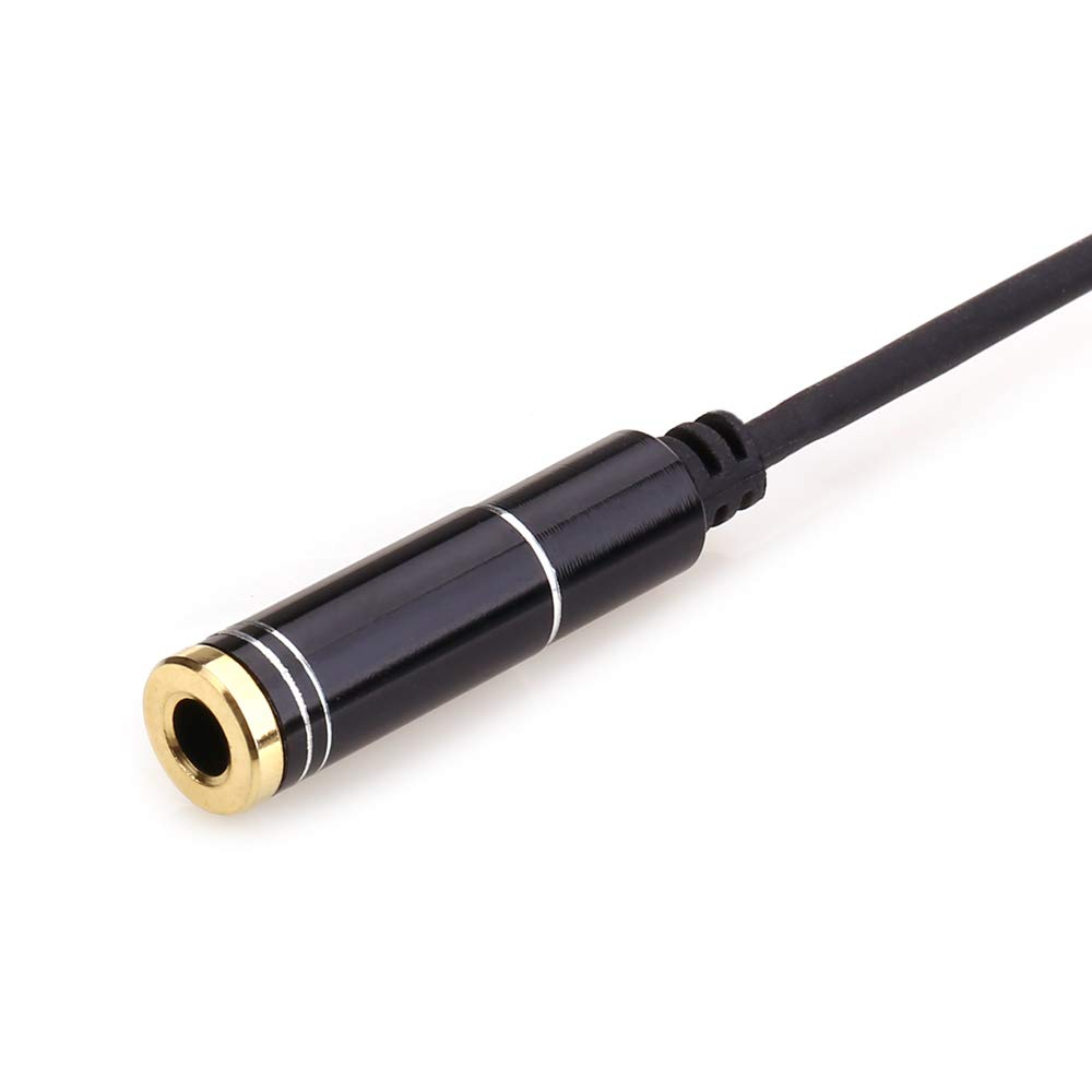 NANYI 3.5mm 4 Pin Male to 2x3.5mm 3 Pin Female Headphone Converter Head Audio Splitter Adapter Cable, (Black-1Feet)