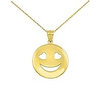YELLOW GOLD HEART EYES SMILEY FACE PENDANT NECKLACE - Gold Purity:: 10K, Pendant/Necklace Option: Pendant Only