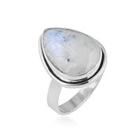 925 Sterling Silver Moonstone Ring for Women and Girls, Gemstone Handmade Vintage Jewelry Gift