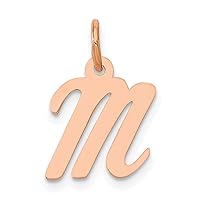 14k Rose Gold Small Script Letter M Initial Charm Pendant Necklace Jewelry Gifts for Women