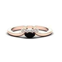 0.40 CT 14K Solid Gold Black Onyx Ring, 925 Sterling Silver Faceted Rings, Marquise Black Stone Engagement Rings, Handmade Minimalist Statement Ring
