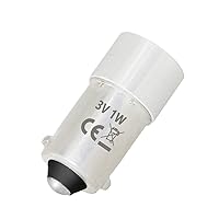 BA9S 1W 3v BA9 LED Torch Headlight Mini Head Lamp Flashlight Bulb 2 Cell C & D (Warm White, 2 Cell C&D 3V)