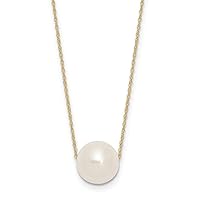 14k Gold 10 11mm Round White Freshwater Cultured Pearl Rope Necklace 17 Inch Jewelry Gifts for Women