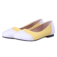 Womens Round Toe Slip On Ballet Flats Wingtip Oxford Pumps Vintage Rockabilly Shoes