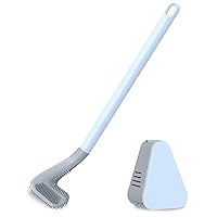 Golf Toilet Brush, Long Handled Toilet Brush, Golf Silicone Toilet Brush, No Dead End Cleaning Brush, Bathroom Toilet Brush & Holder Set Brush Head (Color : Blue)