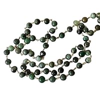 5 Feet Long gem Emerald 4-4.5mm Round Shape Smooth Cut Beads Wire Wrapped Silver Plated Rosary Chain for Jewelry Making/DIY Jewelry Crafts CHIK-ROS-CH-56090