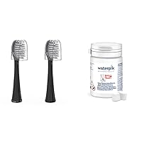 Waterpik Full Size Brush Heads with Covers for Toothbrush, Black, Pack of 2 & Whitening Water Flosser Refill Tablets for Whitening Flosser, Pack of 30