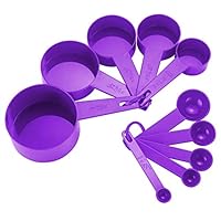 10pcs 6 Color Measuring Cups And Measuring Spoon Scoop Silicone Handle Kitchen Measuring Tool (Color : Purple)