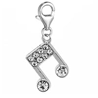 Sexy Sparkles Musical Note Charm for European Clip on Jewelry with Lobster Clasp