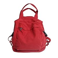 Small Boho Canvas Backpack for Women Vintage Style Outdoor Travel Bag Casual Daypack Grunge Aesthetic Hippie Y2K Backpack (Red,One Size)