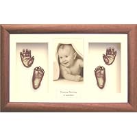 Baby Hand & Foot Casting Kit Set/Dark Wood Frame/Bronze Casts by BabyRice