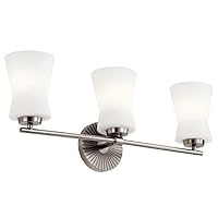 Kichler Brianne 24.5 Inch 3 Light Vanity Light with Satin Etched Cased Opal Glass in Classic Pewter