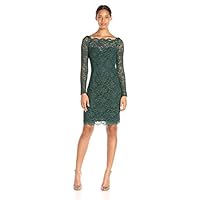 Women's Glitter Lace Long-Sleeve Off-the-Shoulder Cocktail Dress