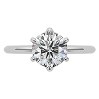 Kiara Gems 2 Carat Round Moissanite Engagement Ring Wedding Rings, Eternity Band Vintage Solitaire Halo Setting Silver Jewelry Anniversary Promise Vintage Ring Gift for Her