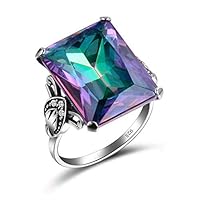 Special Price Super Huge Rainbow Mystic Fire Topaz Gems Silver Ring Size 6-10 (9)