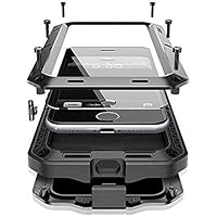 Compatible with iPhone 12/12 Pro 6.1”, Full Body Shockproof Dustproof Waterproof Aluminum Alloy Metal Gorilla Glass Cover Case for iPhone 12/12 Pro (Black)