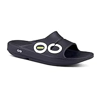 OOFOS - Unisex OOahh Sport - Post Run Recovery Slide Sandal (Black/White, us_Footwear_Size_System, Adult, Women, Numeric, Medium, Numeric_9)