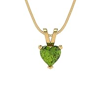 0.55 ct Heart Cut Genuine Natural Pure Green Peridot Solitaire Pendant Necklace With 16