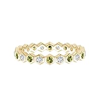 MOONEYE 5 MM Hexagonal Round Multi Gemstone 925 Sterling Silver Yellow Gold Plated Eternity Wedding Band