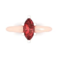 Clara Pucci 1.1 ct Brilliant Marquise Cut Solitaire Red Garnet Classic Anniversary Promise Engagement ring Solid 18K Rose Gold for Women