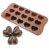 Cyqun(TM) Creative 15-Heart Shape Silicone Cake Chocolate Mold Tray (Brown)
