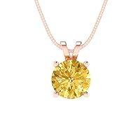 Clara Pucci 1.0 ct Round Cut Genuine Yellow Simulated Diamond Solitaire Pendant Necklace With 18
