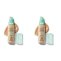 Almay Clear Complexion Acne Foundation Makeup with Salicylic Acid - Lightweight, Medium Coverage, Hypoallergenic, Fragrance-Free, for Sensitive Skin, 300 Naked, 1 fl oz. (Pack of 2)