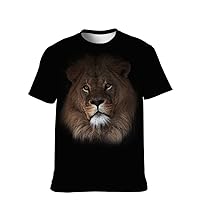 Mens Cool-Novelty T-Shirt Graphic-Tees Funny-Vintage Short-Sleeve Hip Hop: 3D Lion Print Active Sport Teen Wear Fashion Gift