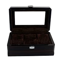 3 Slots Wooden Watch Display Case, Glass Topped Wooden Watch Display Case Watch Jewelry Organizer (Color : A, Size : 20 x 12 x 8.5cm)