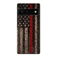 R3804 Fire Fighter Metal Red Line Flag Graphic Case Cover for Google Pixel 6