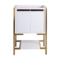 Marseille 24 Bathroom Vanity in White and Brushed Gold Cabinet Only (SM-BV217WBG)