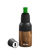 Asobu Frosty Beer Holder 2 Go Vacuum Insulated Double Walled Stainless Steel Beer Can and Bottle Cooler with Beer Opener Eco Friendly and Bpa Free(Natural Wood)