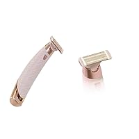 Finishing Touch Flawless Nu Razor Portable Cordless Rechargeable Electric Razor with Finishing Touch Flawless Nu Razor Replacement Blade, Rose Gold