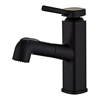 Faucets,Bathroom Sink Faucet with Pull Out Sprayer,Doube Water Flow Modes Bath Faucet,Pull Out Lavatory Basin Faucet Bar Sink Faucets with Rotating Spout/Black