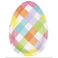 Unique Industries Disposable Eggcellent Easter Egg-Shaped Paper Plates - 12