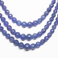 Natural Tanzanite Faceted Round Cut Gemstone Craft Loose Beads Strand Necklace 18