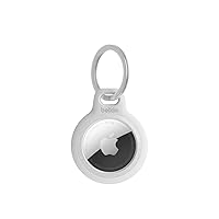 Belkin Apple AirTag Reflective Secure Holder With Key Ring - Apple AirTag Keychain - AirTag Holder - AirTag Keychain Accessories - Reflective & Scratch Resistant AirTag Case With Raised Edges - White
