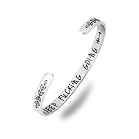 Inspirational Gifts Stainless Steel Keep Going Bracelet Open Cuff Bangle for Women Teen Girls Friends, Three Colors Available