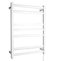 Towel Warmers for Bathroom Wall Mounted, Polished Stainless Steel Hardwired and Plug 7 Bars Timer Polished Towel Warmers Energy Saving 32