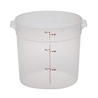 Cambro RFS6PP190 Camwear 6-Quart Round Food Storage Container, Polypropylene, Translucent, NSF