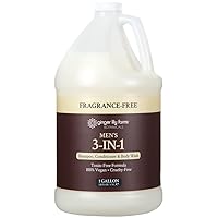 Ginger Lily Farms Botanicals Men's 3-in-1 Shampoo, Conditioner & Body Wash, 100% Vegan & Cruelty-Free, Fragrance-Free, 1 Gallon (128 fl oz) Refill