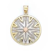 14k Tricolor Gold Flower Medallion Pendant Necklace Jewelry for Women