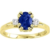 Rylos Sparkling Round Diamonds and Gorgeous Oval Blue Sapphire Set in this Classic Design Ring in 14K Yellow Gold.