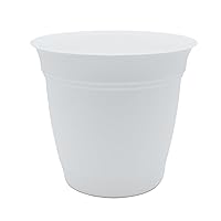 The HC Companies 10 Inch Eclipse Round Planter with Saucer - Indoor Outdoor Plant Pot for Flowers, Vegetables, and Herbs, White