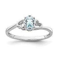 RKGEMSS Natural Blue Aquamarine Oval Shape Silver Heart Ring, Stackable Ring, March Birthstone Ring, 925 Sterling Silver Ring, Valentine's Day Gift, Dainty Ring, Gift For Her (3)