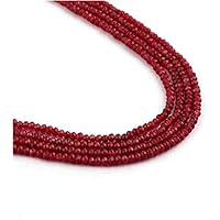 Kashish Gems & Jewels Ruby Natural Gemstone Beads, Faceted Cut Rondelle Beads Strand, Micro Loose Gemstone Beads Ruby Stone Bracelet & Necklace Beads.