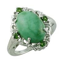 Chrysoprase Oval Shape Natural Non-Treated Gemstone 925 Sterling Silver Ring Engagement Jewelry for Women & Men