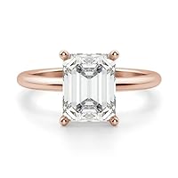 Emerald Cut Moissanite Engagement Ring, 1.0 Carat, Sterling Silver